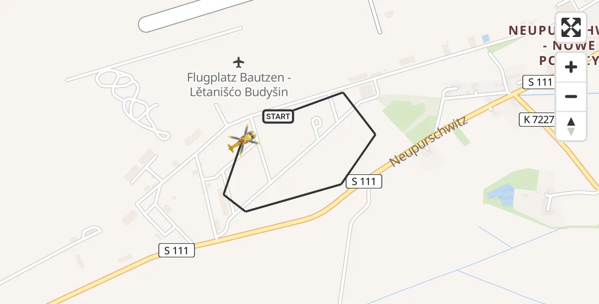Flugroute Rettungshubschrauber Baschütz - Baschütz, 20 Februar 2026, 09:30
