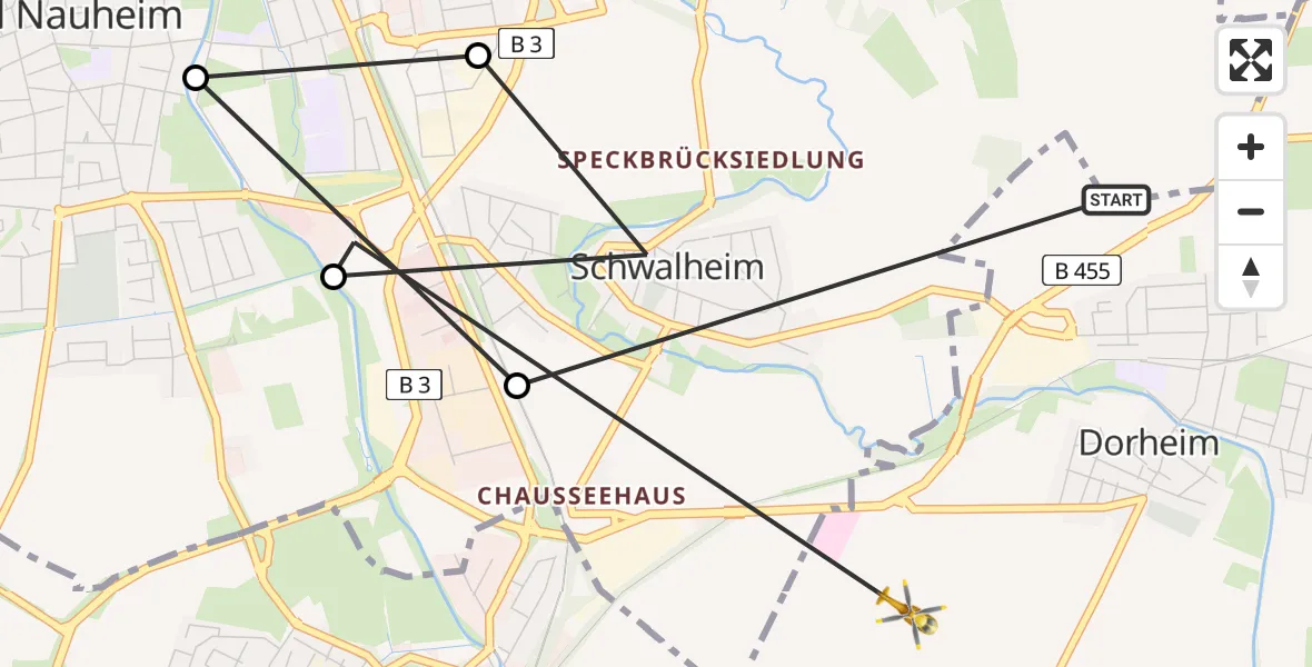 Flugroute Ambulanzhubschrauber Schwalheim - Dorheim, 20 Februar 2026, 09:38