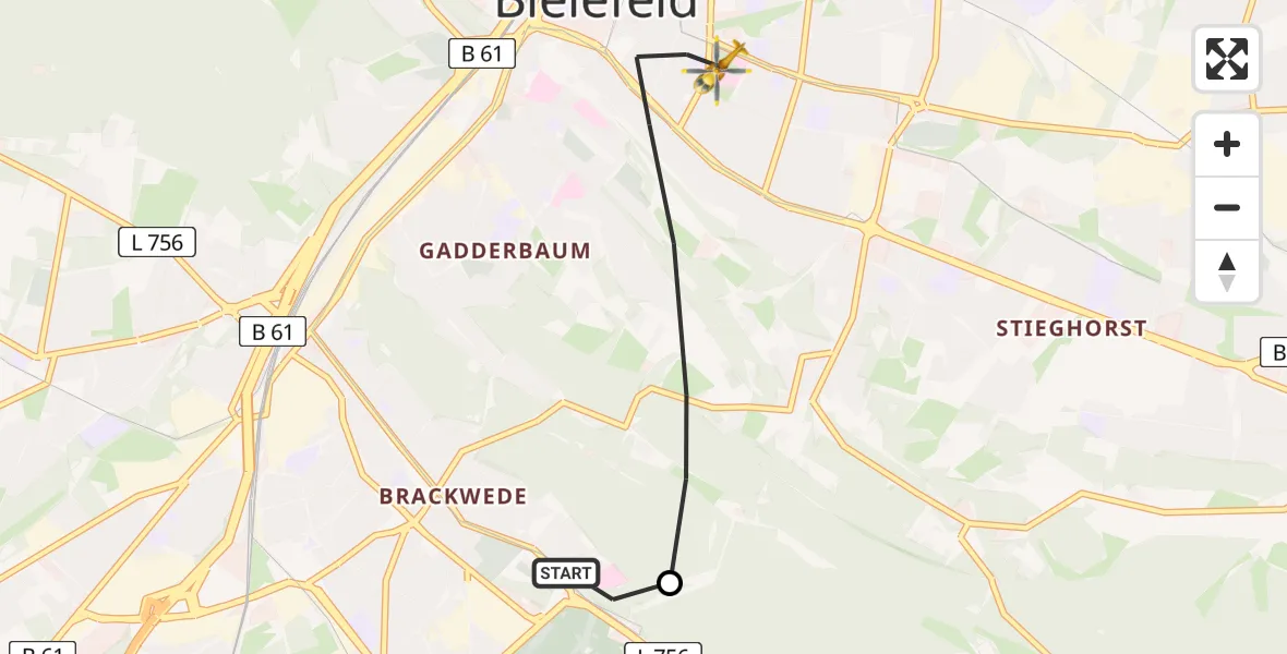 Flugroute Rettungshubschrauber Luftrettungszentrum Bielefeld - Bielefeld, 20 Februar 2026, 10:38
