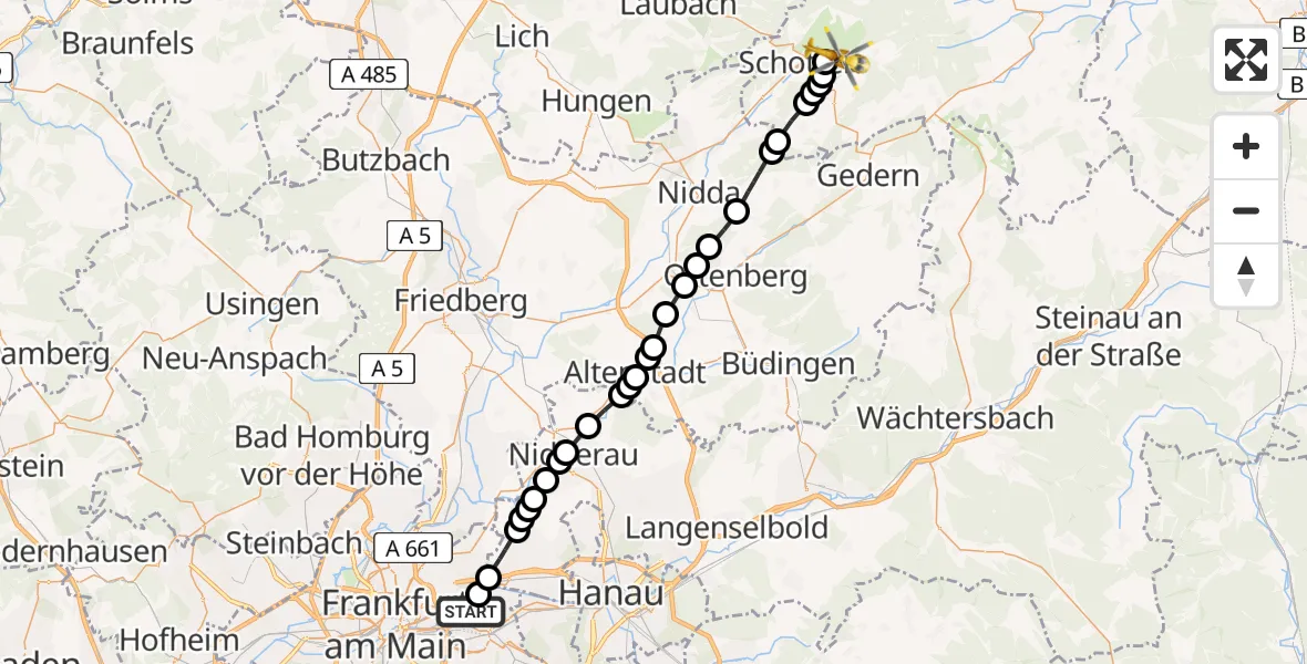 Flugroute Rettungshubschrauber Ost - Michelbach, 20 Februar 2026, 11:09