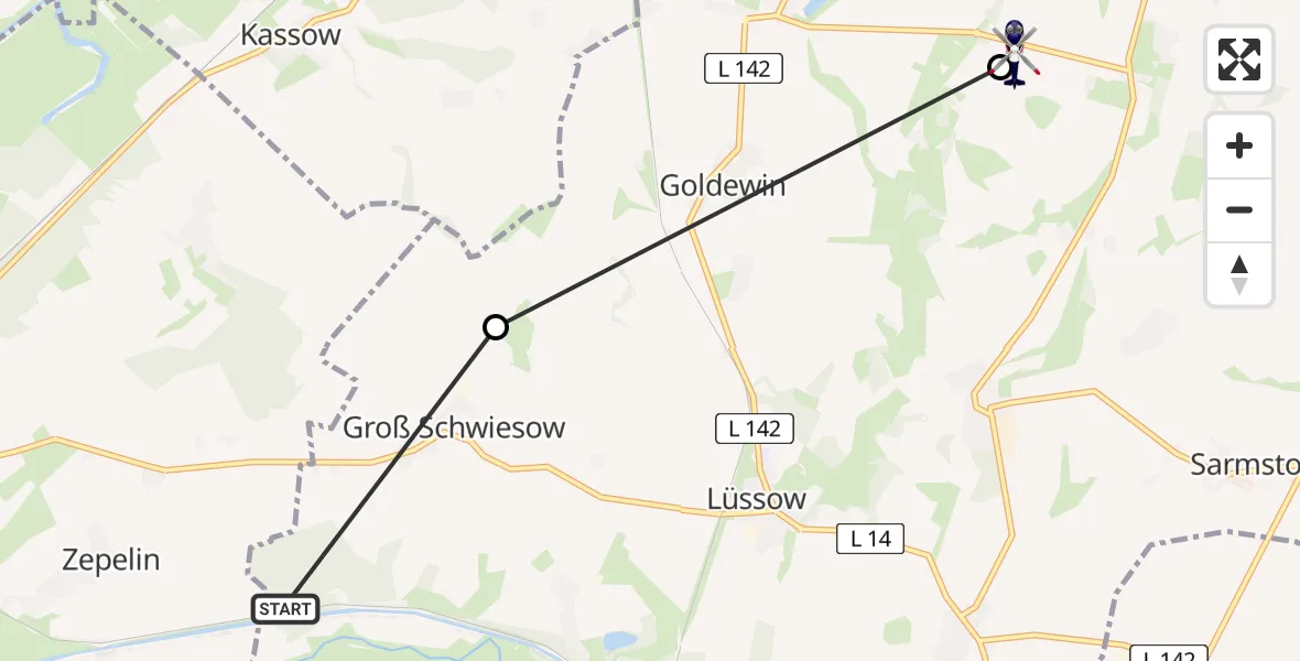 Routekaart van de vlucht: Polizeihubschrauber nach Mistorf, K 17