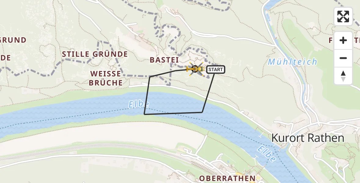 Flugroute Rettungshubschrauber Rathen - Lohmen, 20 Februar 2026, 12:12