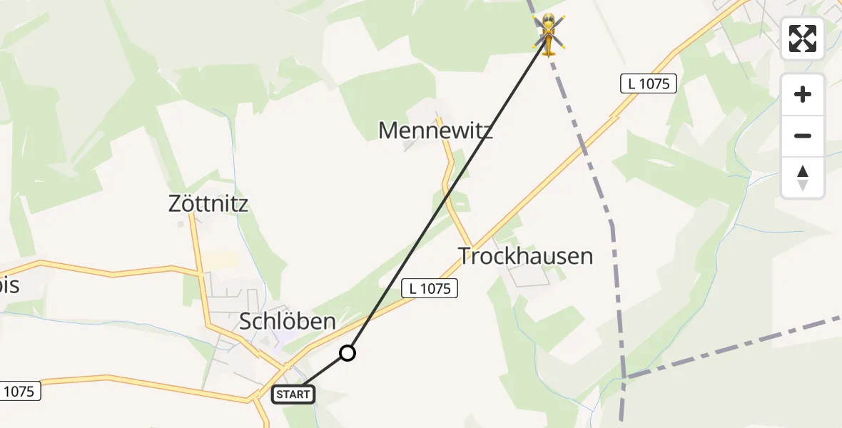 Flugroute Rettungshubschrauber Zöttnitz - Zinna, 20 Februar 2026, 12:17