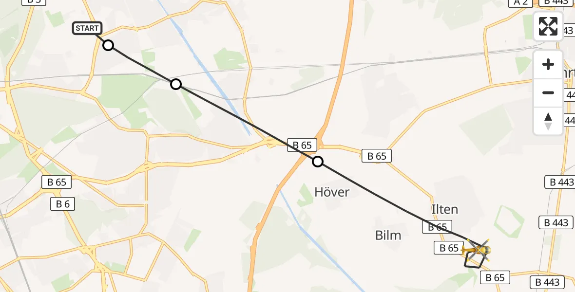 Flugroute Rettungshubschrauber Hannover Air Rescue Heliport (Christoph 4) - Sehnde, 20 Februar 2026, 13:17
