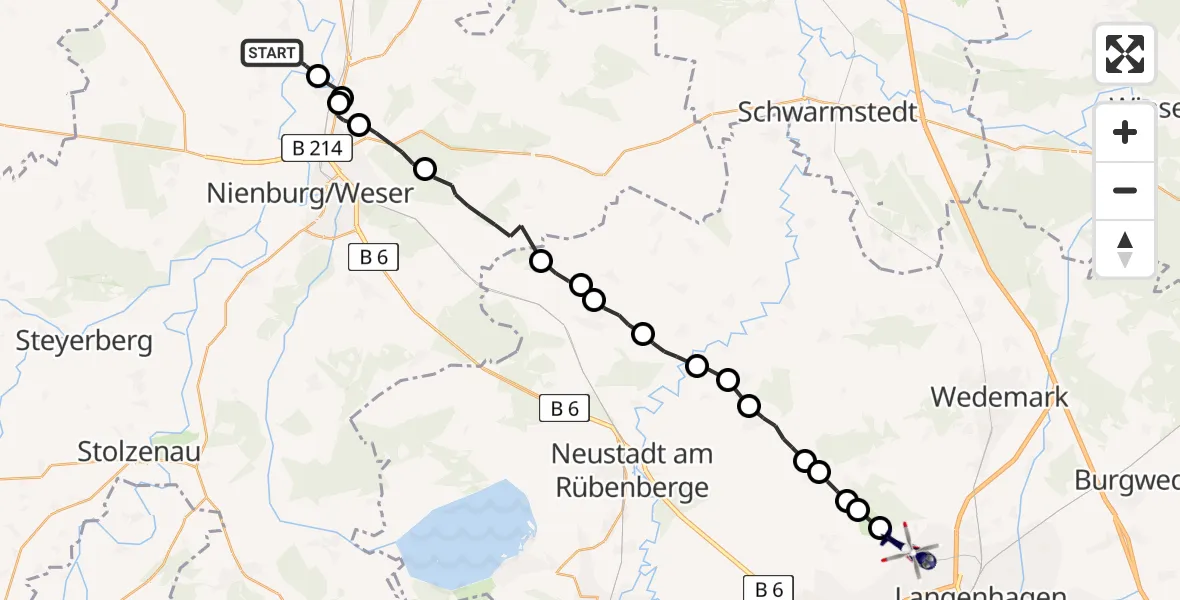 Routekaart van de vlucht: Polizeihubschrauber nach Hannover Airport