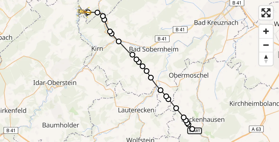 Routekaart van de vlucht: Rettungshubschrauber nach Woppenroth, L 162