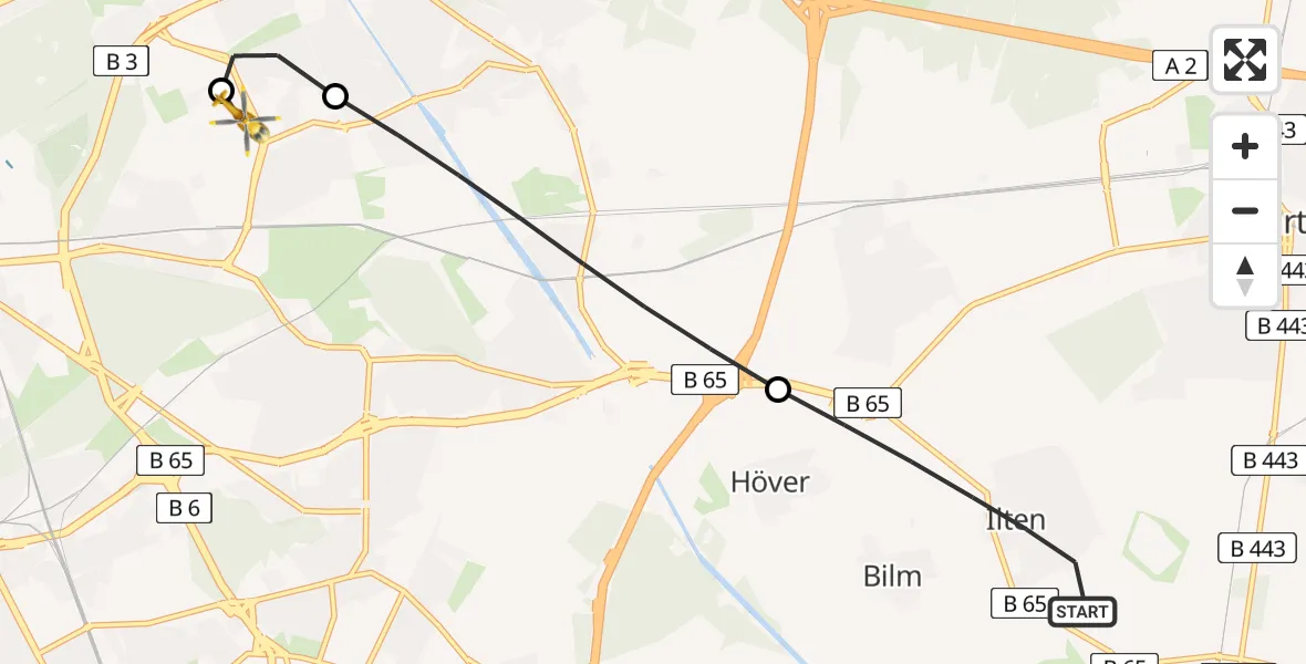 Flugroute Rettungshubschrauber Sehnde - Hannover Air Rescue Heliport (Christoph 4), 20 Februar 2026, 14:14