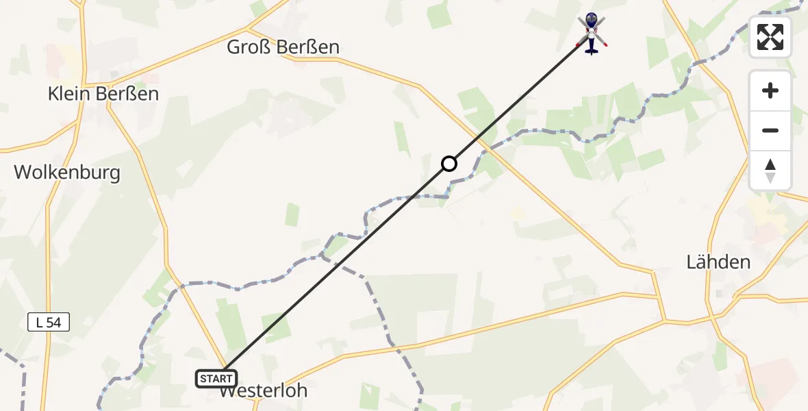 Flugroute Polizeihubschrauber Westerloh - Hüven, 20 Februar 2026, 14:31