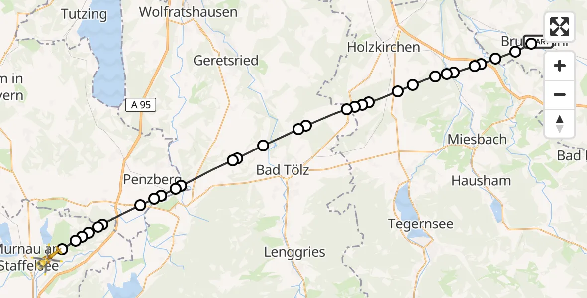 Flugroute Ambulanzhubschrauber Kirchdorf am Haunpold - Hagen, 20 Februar 2026, 18:05