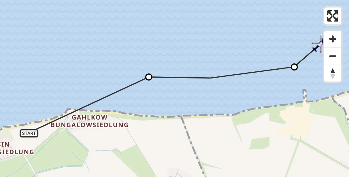 Routekaart van de vlucht: Polizeihubschrauber nach Vierow, Am Strand