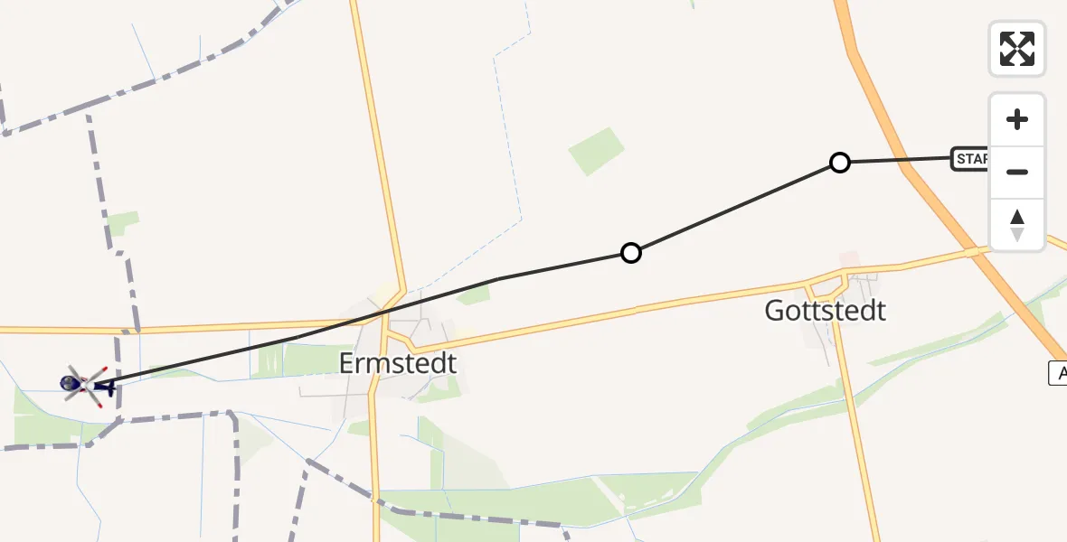 Flugroute Polizeihubschrauber Gottstedt - Nottleben, 20 Februar 2026, 21:02