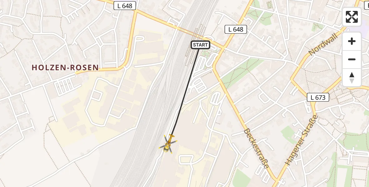 Flugroute Ambulanzhubschrauber Schwerte - Schwerte, 20 Februar 2026, 23:06