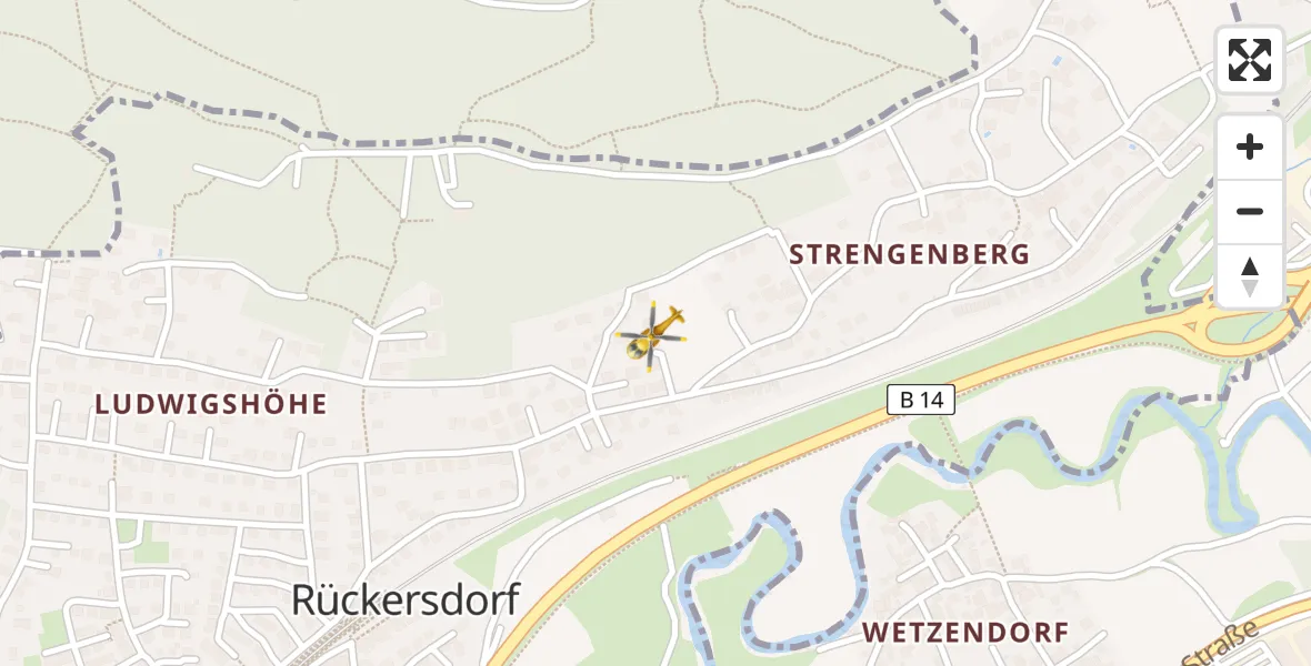 Routekaart van de vlucht: Rettungshubschrauber nach Rückersdorf, Strengenbergstraße