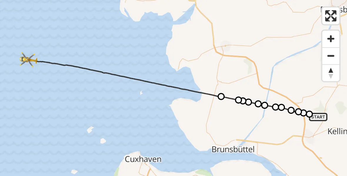 Flugroute Rettungshubschrauber Hohenaspe - Elpersbüttel, 21 Februar 2026, 09:30
