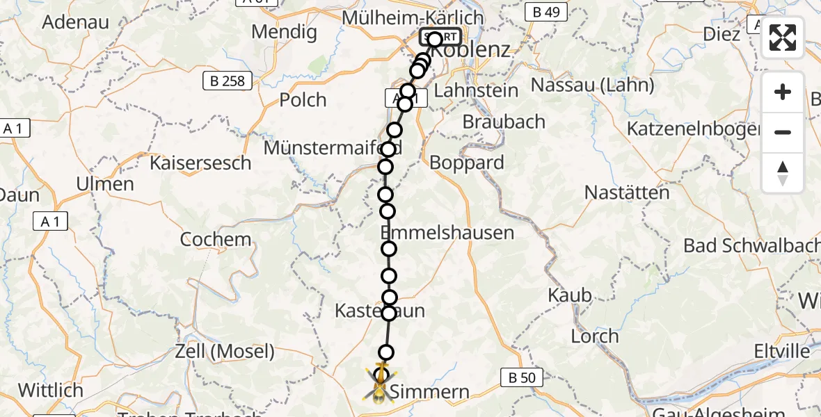 Routekaart van de vlucht: Rettungshubschrauber nach Biebern, Kirchstraße