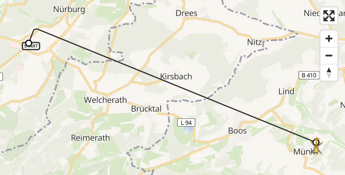 Routekaart van de vlucht: Ambulanzhubschrauber nach Münk