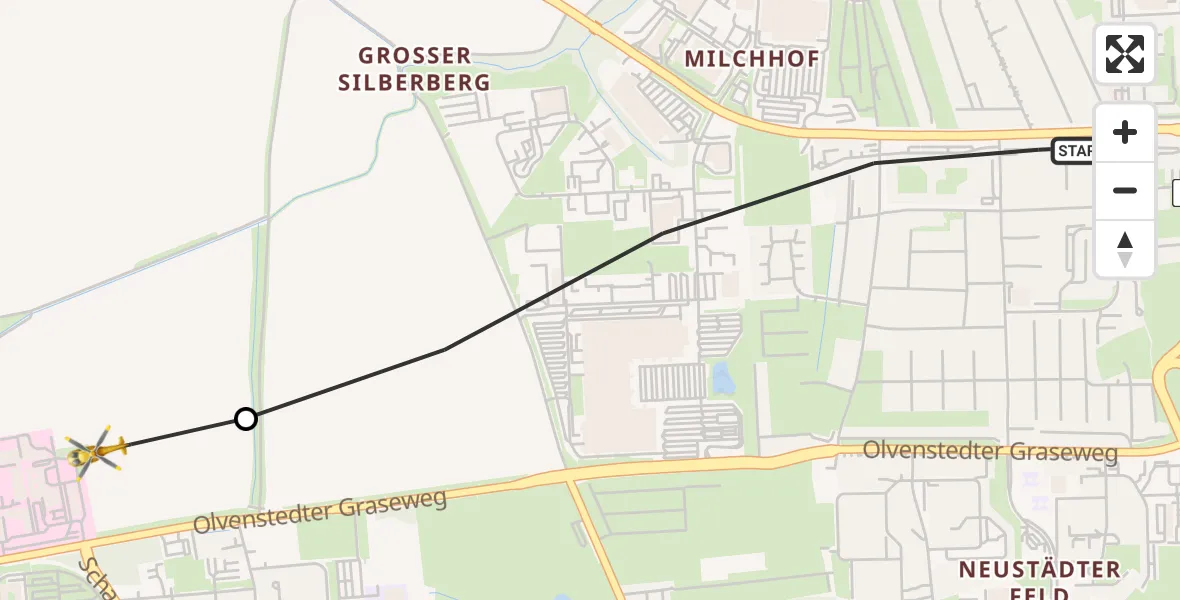 Routekaart van de vlucht: Rettungshubschrauber nach Magdeburg Hospital Heliport
