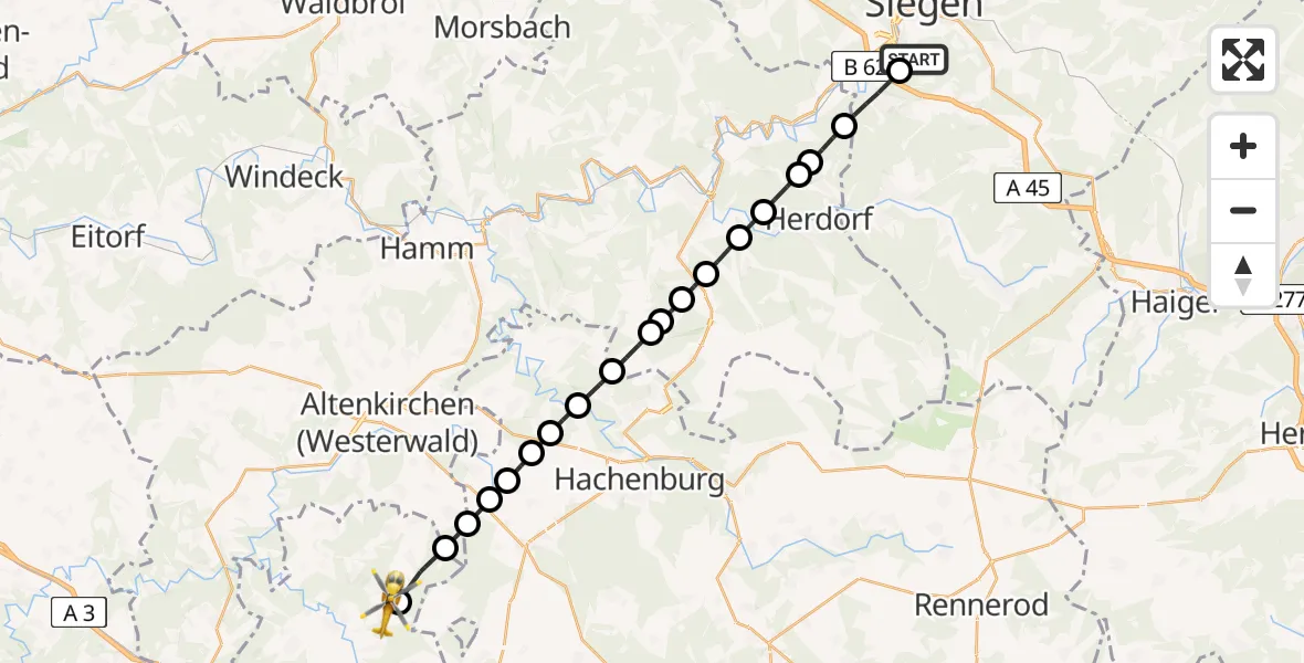 Routekaart van de vlucht: Rettungshubschrauber nach Hilgert, Am Limbusch