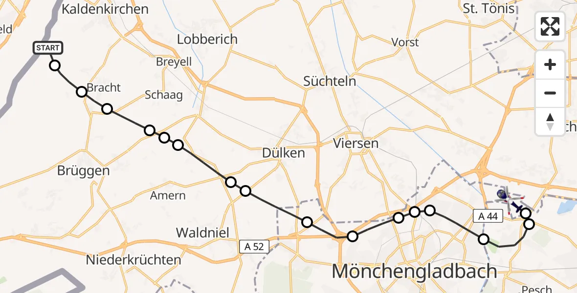 Routekaart van de vlucht: Polizeihubschrauber nach Mönchengladbach Airport