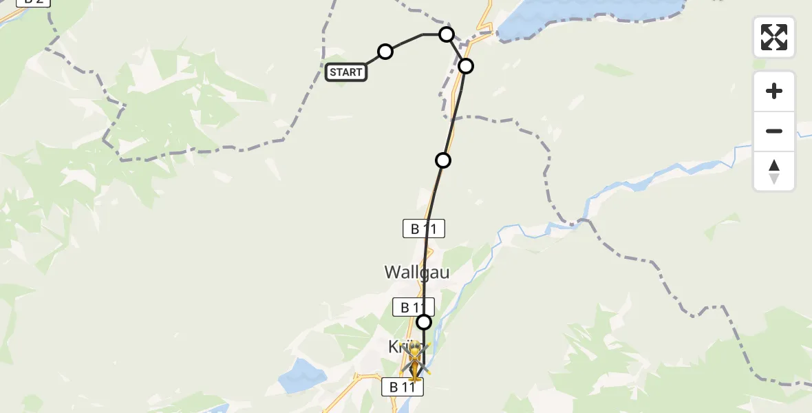 Flugroute Rettungshubschrauber Wallgau - Krün, 21 Februar 2026, 13:56
