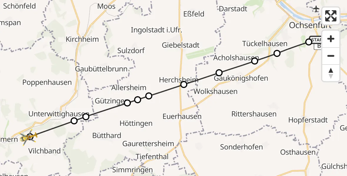 Routekaart van de vlucht: Rettungshubschrauber nach Vilchband, K 2804