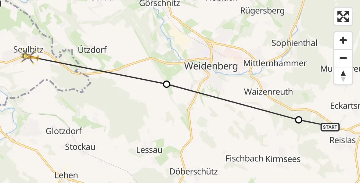 Routekaart van de vlucht: Rettungshubschrauber nach Bayreuth