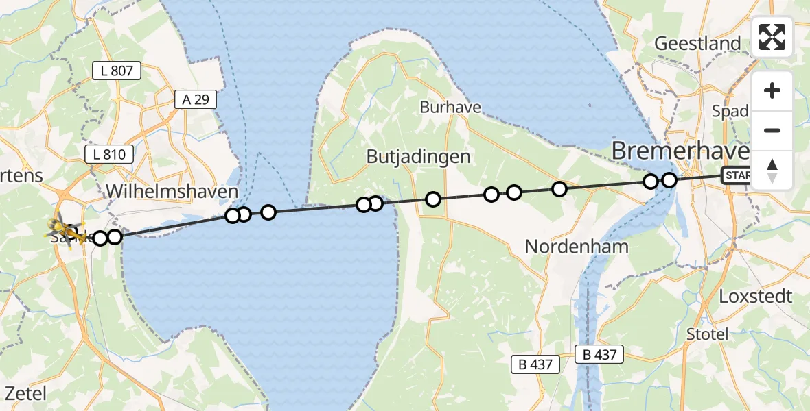 Routekaart van de vlucht: Rettungshubschrauber nach Sande, Ueckermünder Straße