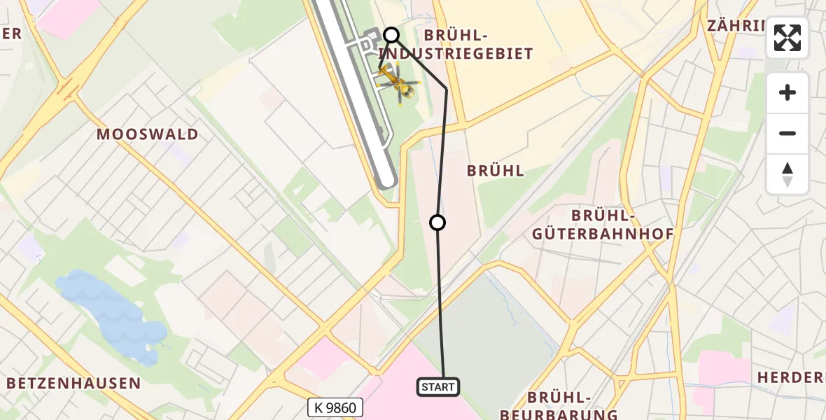 Flugroute Rettungshubschrauber Freiburg University Hospital Heliport 1 - Freiburg im Breisgau Airfield, 21 Februar 2026, 17:48