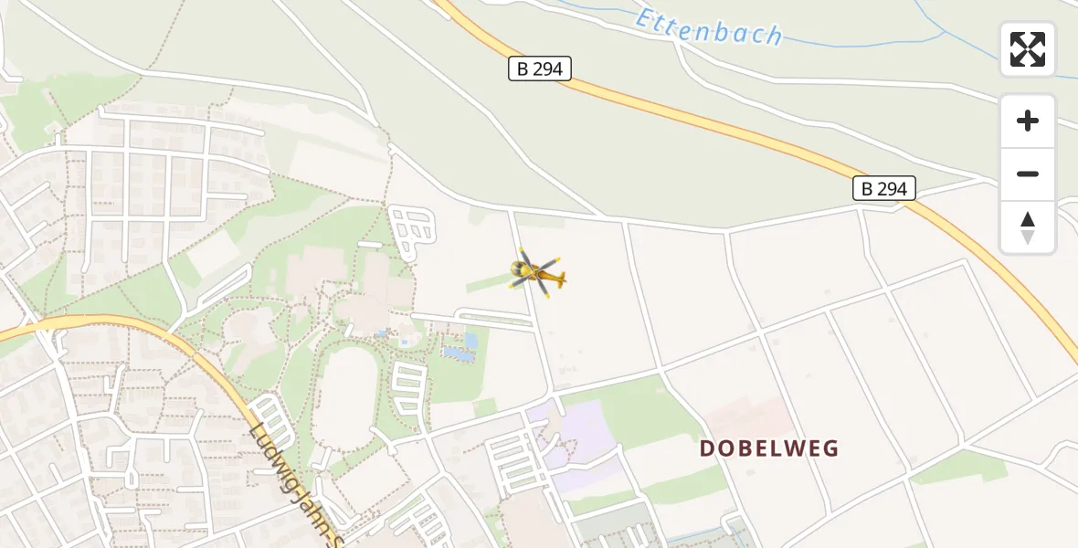 Flugroute Rettungshubschrauber Freudenstadt - Freudenstadt, 22 Februar 2026, 02:28