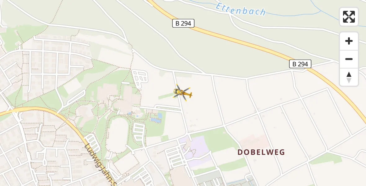 Flugroute Rettungshubschrauber Freudenstadt - Freudenstadt, 22 Februar 2026, 02:28