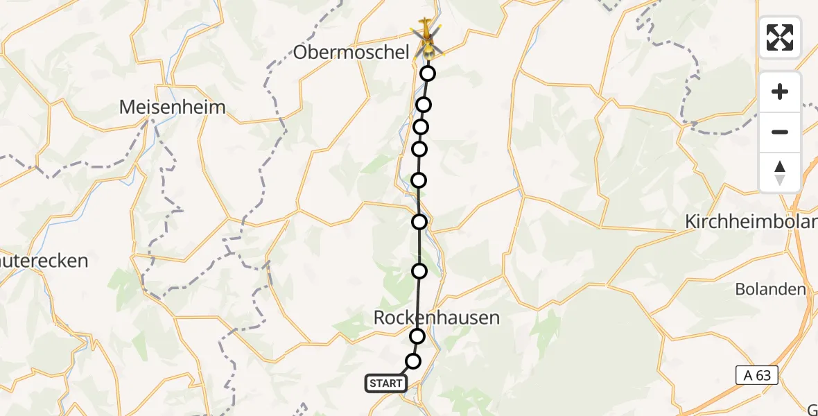 Flugroute Rettungshubschrauber Imsweiler UL - Alsenz, 22 Februar 2026, 07:32