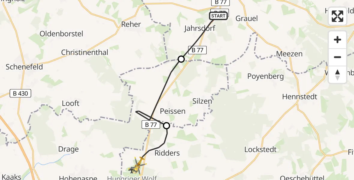 Flugroute Rettungshubschrauber Jahrsdorf - Ridders, 22 Februar 2026, 08:22