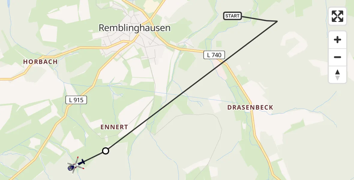 Routekaart van de vlucht: Polizeihubschrauber nach Remblinghausen, L 915