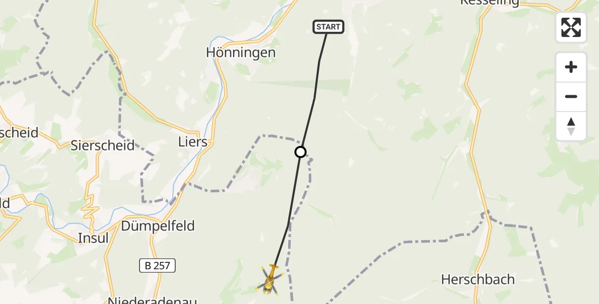 Routekaart van de vlucht: Ambulanzhubschrauber nach Dümpelfeld