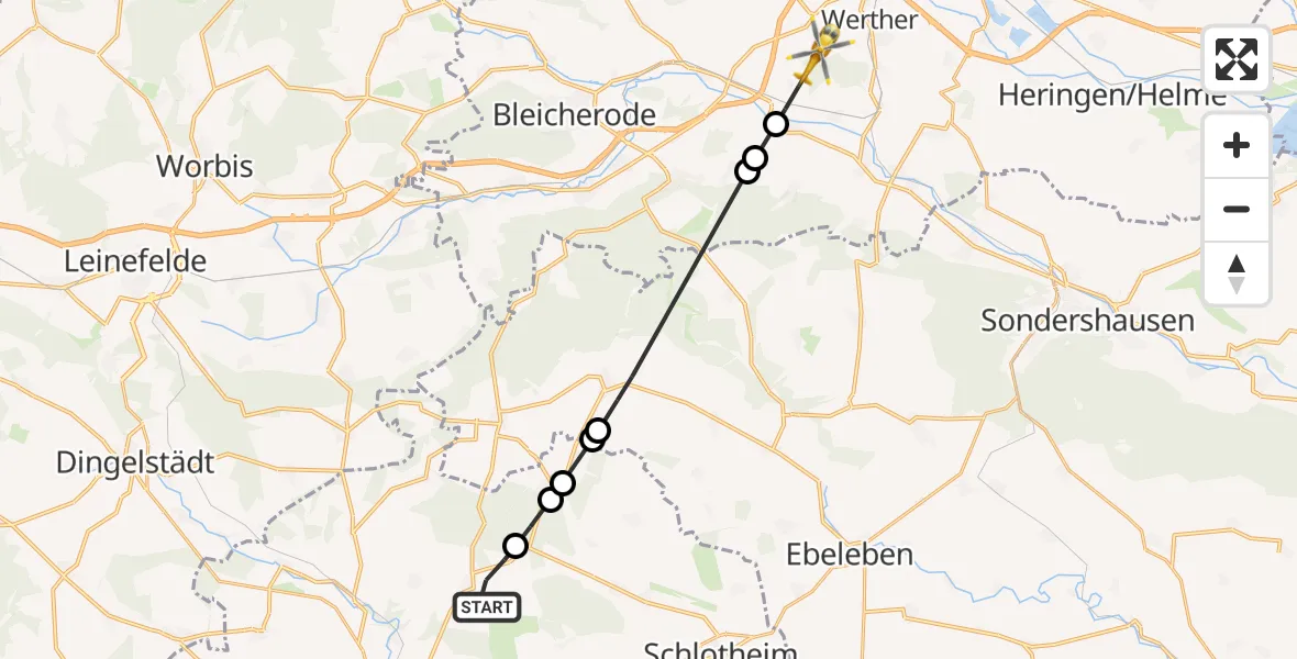 Flugroute Rettungshubschrauber Windeberg - Werther, 22 Februar 2026, 10:57