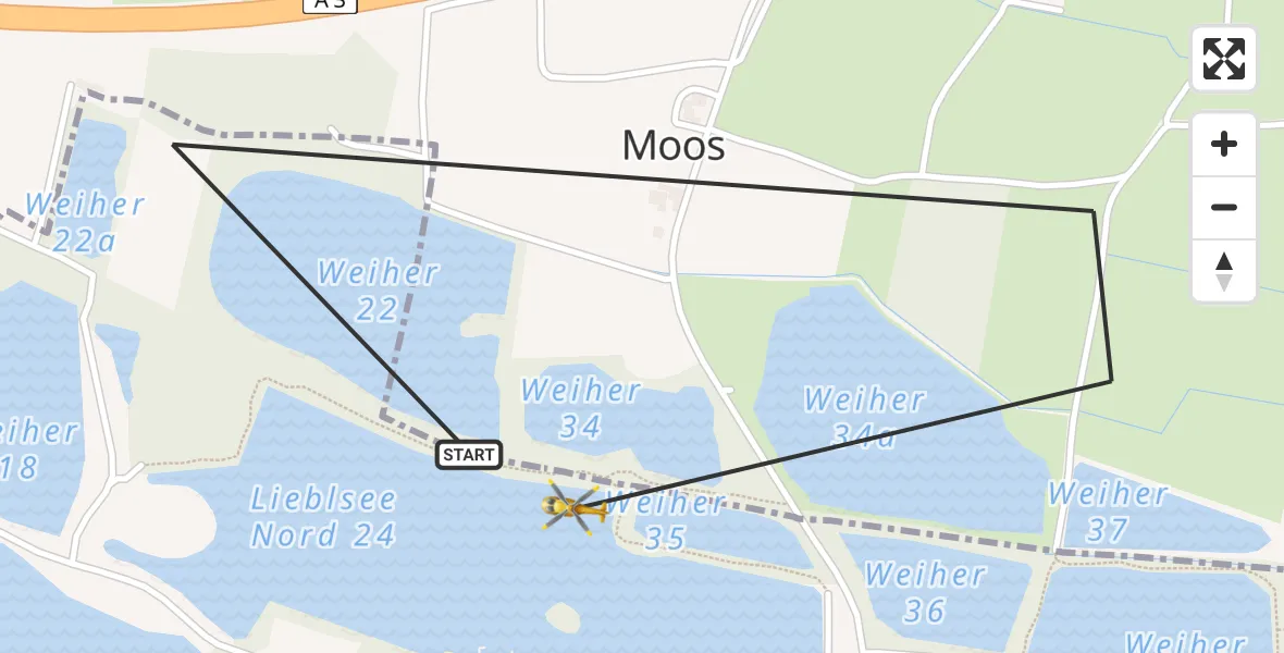 Flugroute Rettungshubschrauber Moos - Moos, 22 Februar 2026, 10:58