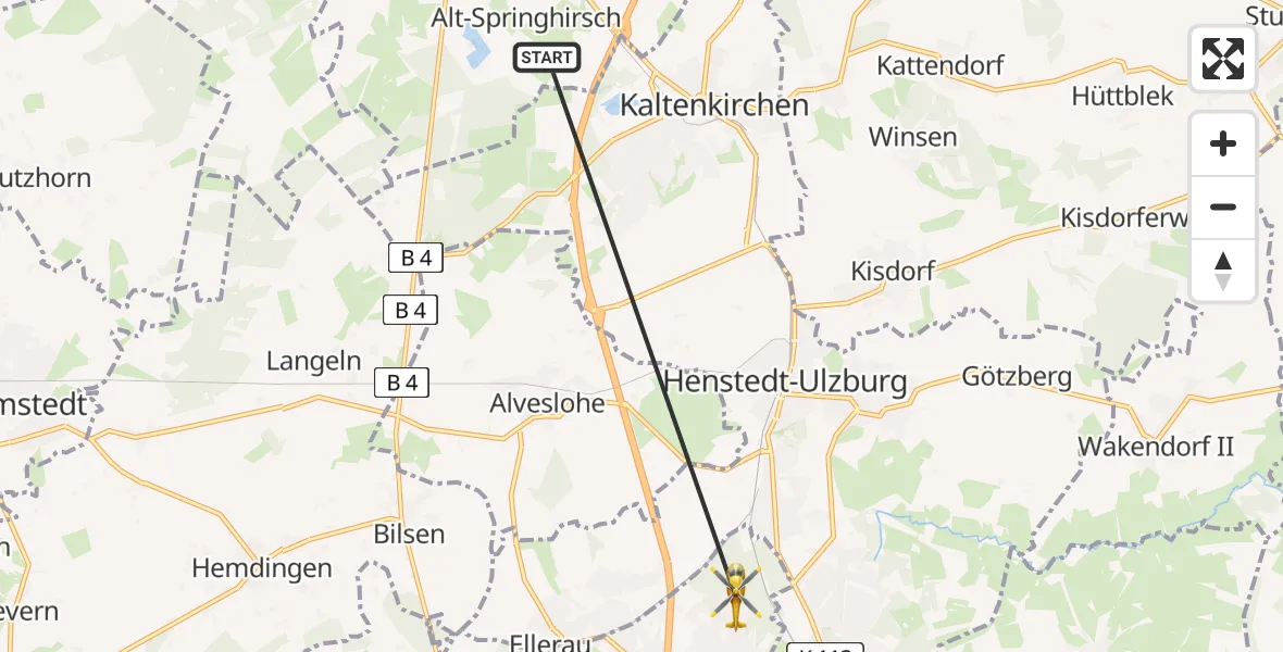 Routekaart van de vlucht: Rettungshubschrauber nach Quickborn, Klaus-Groth-Straße