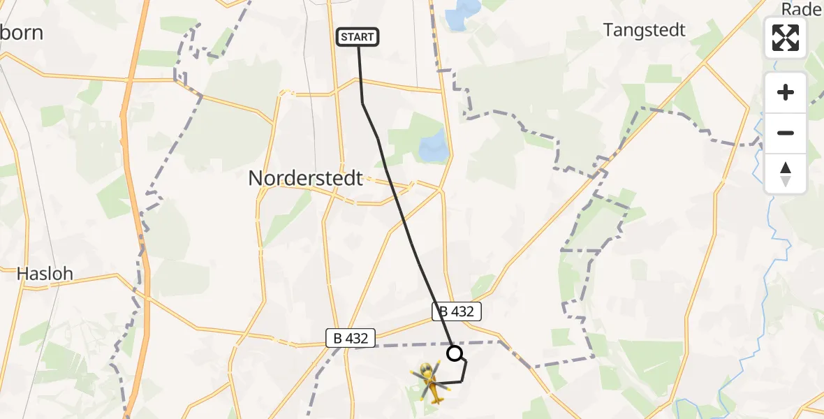 Flugroute Rettungshubschrauber Norderstedt - Hamburg-Nord, 22 Februar 2026, 12:49