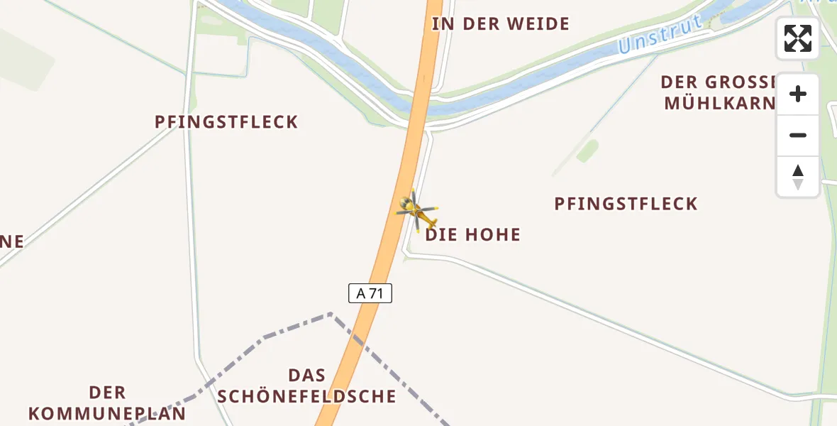 Flugroute Rettungshubschrauber Artern - Artern, 22 Februar 2026, 13:14