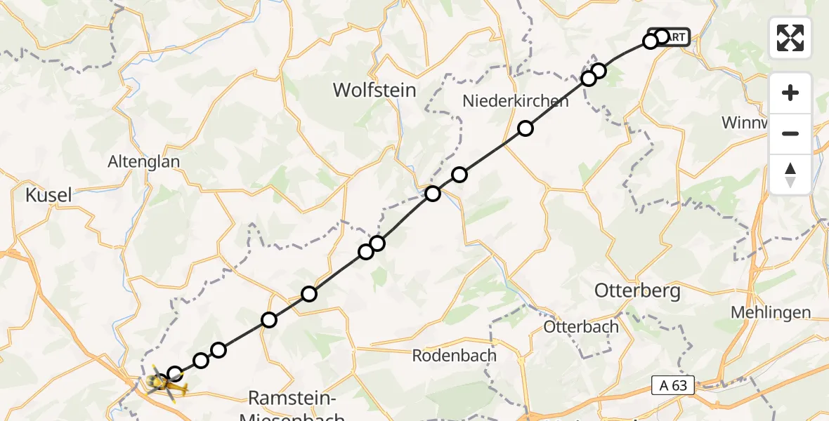 Routekaart van de vlucht: Rettungshubschrauber nach Schrollbach, Eilbacherhof