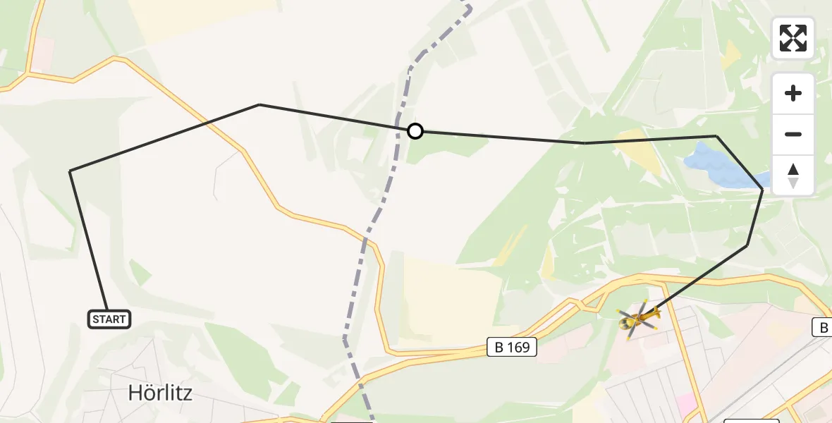 Flugroute Rettungshubschrauber Schipkau - Senftenberg, 22 Februar 2026, 14:51