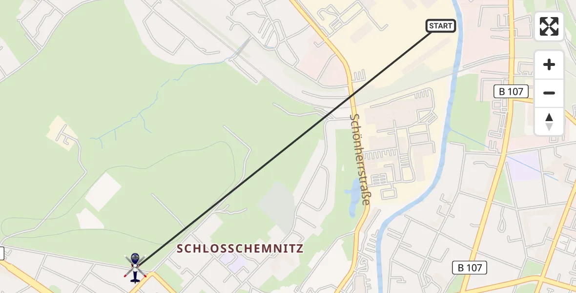 Flugroute Polizeihubschrauber Chemnitz - Chemnitz, 22 Februar 2026, 15:19