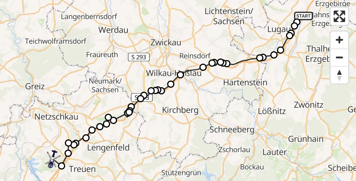Routekaart van de vlucht: Polizeihubschrauber nach Neuensalz, Frohnweg