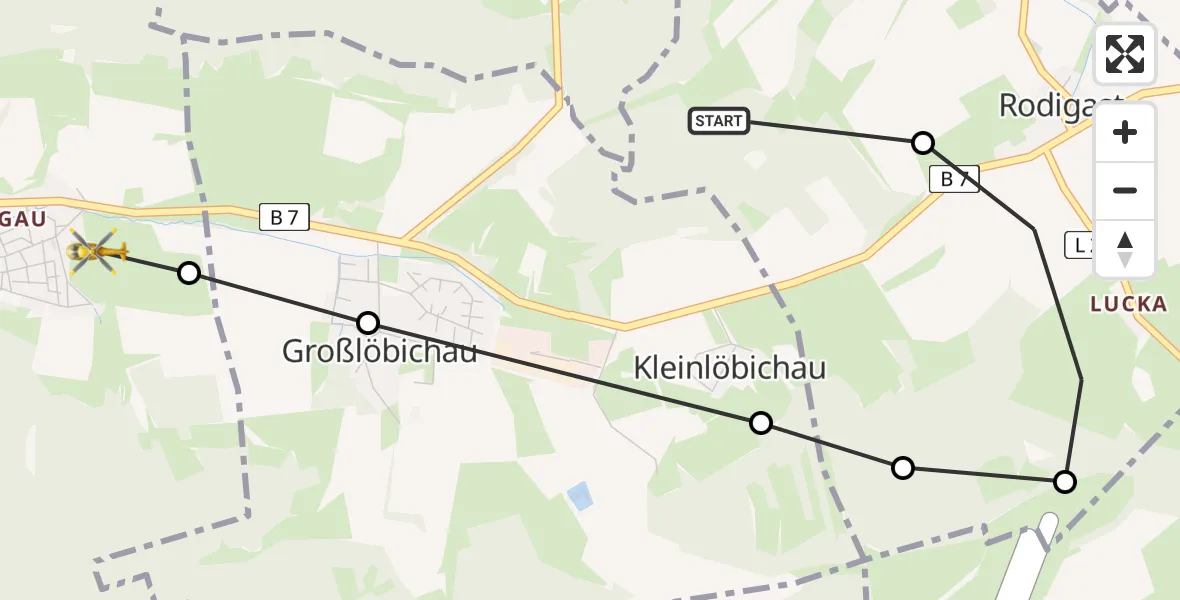 Flugroute Rettungshubschrauber Taupadel - Jena, 22 Februar 2026, 15:47