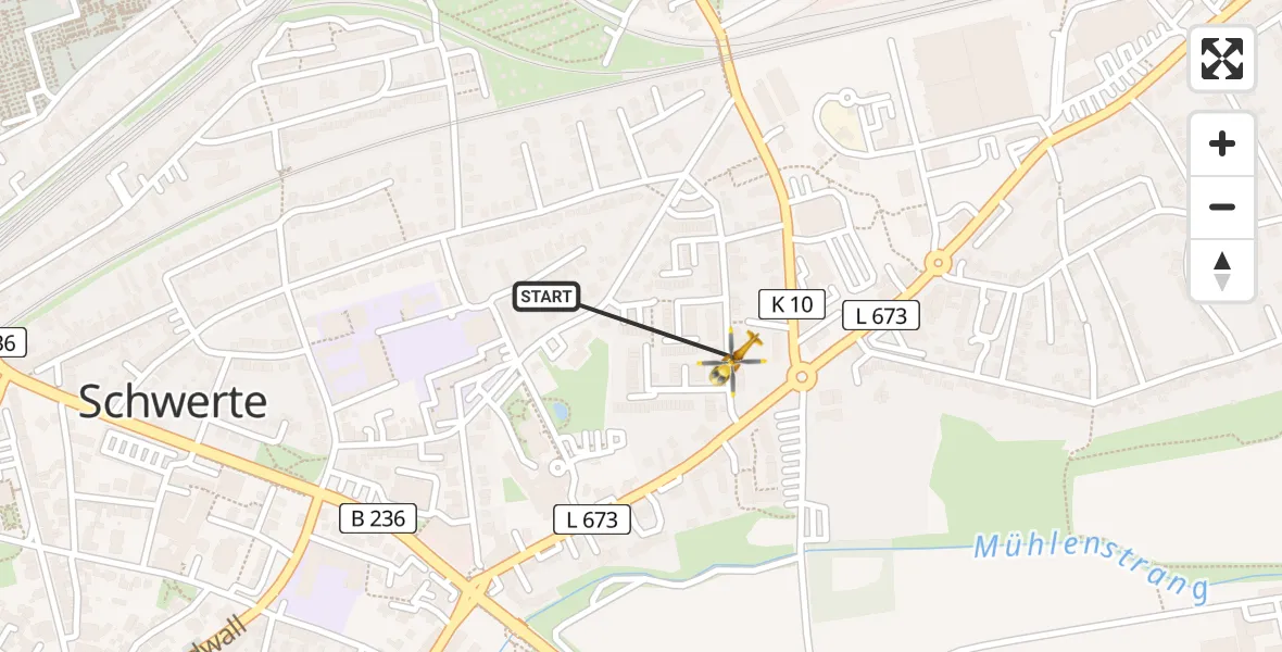 Flugroute Rettungshubschrauber Schwerte - Schwerte, 22 Februar 2026, 16:05