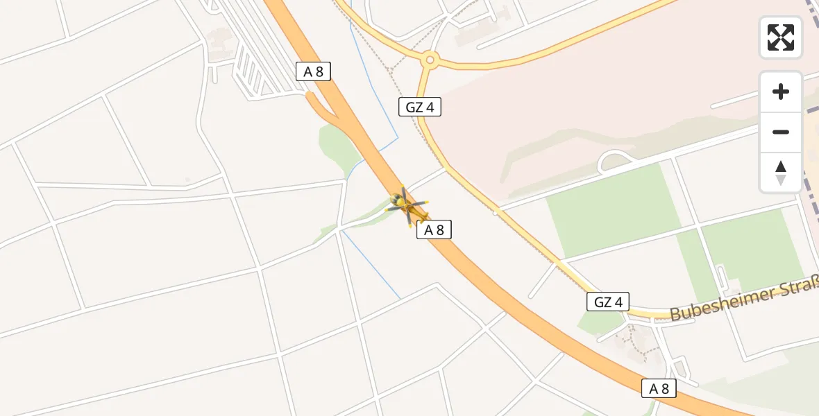 Routekaart van de vlucht: Rettungshubschrauber nach Leipheim, A 8