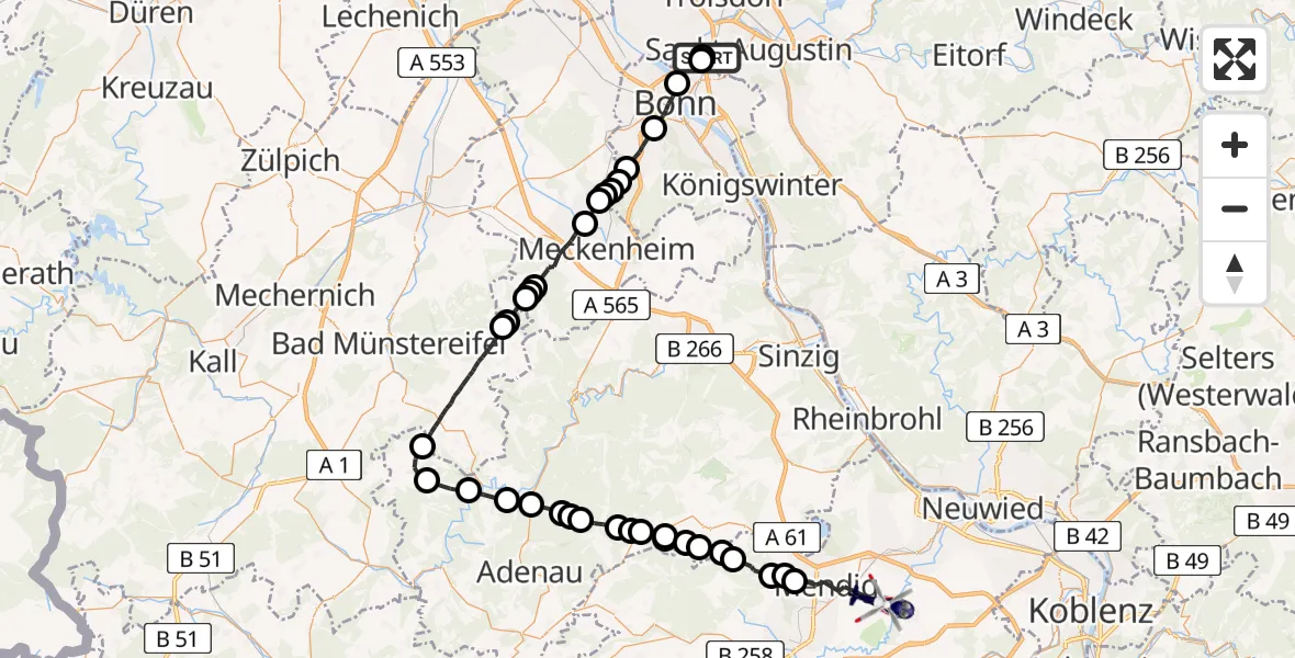 Routekaart van de vlucht: Polizeihubschrauber nach Kruft