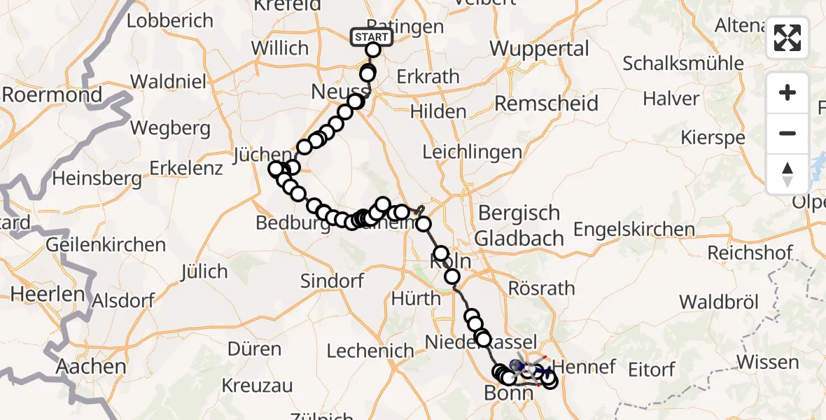 Routekaart van de vlucht: Polizeihubschrauber nach Sankt Augustin, In den Hasenkaulen