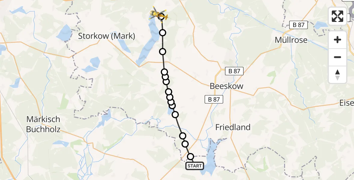 Routekaart van de vlucht: Rettungshubschrauber nach Bad Saarow, Geschwister-Scholl-Ring