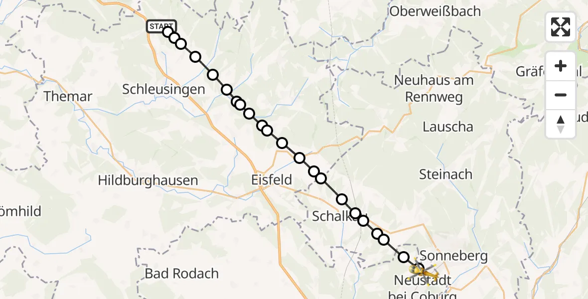 Routekaart van de vlucht: Rettungshubschrauber nach Wildenheid, Heidestraße